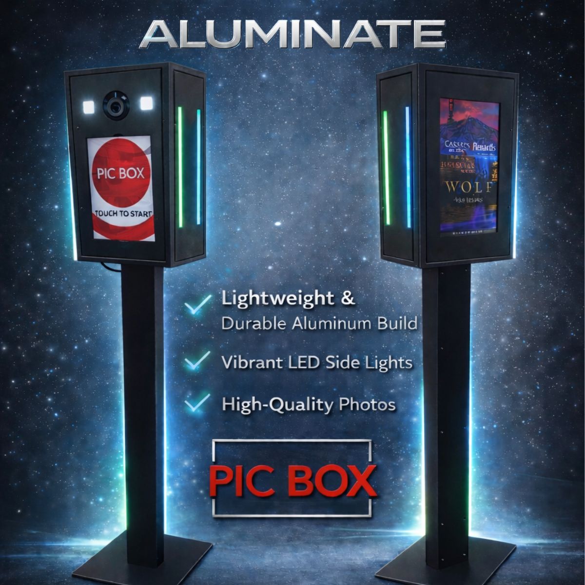 Aluminate LED Aluminum Photo Booth | PicBox Company