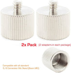 (2 PACK) Mic Microphone Stand 5/8"-27 Female to 1/4"-20 Male thread Camera/Tripod Screw Stud Adapter - PicBox Company